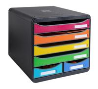 Exacompta - Ref. 312798D - BIG-BOX MAXI - 1 caja de 4 cajones para documento A4+ y 2 cajones pequeños para guardar utensilios - Dimensiones exteriores: 34,7 x 27,8 x 27,1 cm - Arlequin