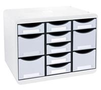 Exacompta - Ref. 313740D STORE-BOX multi - 1 caja de 7 cajones finos y 4 cajones altos - Dimensiones exteriores: profundidad 27 x ancho 35,5 x altura 27,1 cm - formato horizontal - gris luz
