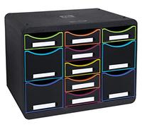 Exacompta - Ref. 313914D STORE-BOX multi - 1 caja de 7 cajones finos y 4 cajones altos - Dimensiones exteriores: profundidad 27 x ancho 35,5 x altura 27,1 cm - formato horizontal - Negro/Arlequín