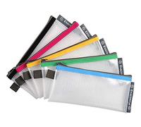 Exacompta - Ref. 34110E - Caja de 10 fundas con cremallera ZIP (PP suave para guardar suministros, accesorios de belleza, tamaño de 8 x 18 cm, 5 colores surtidos