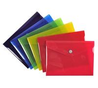 Exacompta - Ref. 34410E - Cartón de 30 bolsillos con cierre de botón a presión con solapa, de polipropileno liso, tamaño: 19 x 14 cm, tamaño de 12,5 x 17,6 cm (B6) - 6 colores surtidos