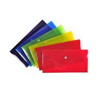 Exacompta - Ref. 34420E - Cartón de 30 bolsillos con cierre de botón a presión con solapa, de polipropileno liso, tamaño: 23 x 12 cm, tamaño de 10 x 21 cm (DL) - 6 colores surtidos