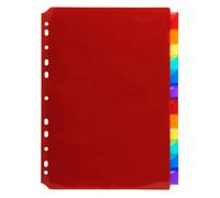 Exacompta - Ref. 3912E - Caja de 10 separadores de polipropileno translúcido con 12 pestañas neutras, con puerta de etiqueta, viene con una tabla de etiquetas desmontables - Tamaño A4