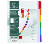 Exacompta - Ref. 4306E - Caja de 20 separadores de tarjeta blanca FSC® de 160 g/m2 con 6 pestañas neutras en color - reforzada y plastificada - Página de indexación imprimible - Tamaño máximo A4