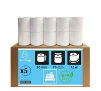Exacompta - Ref. 43706E - Pack de 5 bobinas para recibos 80x70 mm - 1 capa térmica de 48 g/m2 sin BPA. - Yardaje (+ o - 2m): 72 m
