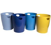 EXACOMPTA - Ref. 45302D - Juego de 8 cestas de papel ECOBIN BeeBlue con asas - Volumen 15 litros - Dimensiones 26,3 x 26,3 x 33,5 cm - Para oficina o hogar - 4 colores surtidos