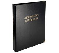 Exacompta - Ref. 4606E - 1 carpeta legal negra ASAMBLEAS GENERALES - Esquinas doradas, 4 anillos, cubierta plástica - Dimensiones 32 x 26 cm - Incluye recarga de 100 hojas en blanco numeradas