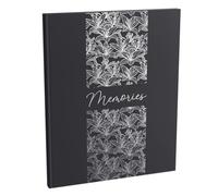 Exacompta - Ref. 47093E - 1 libro de visitas TITANE - Gran formato vertical 27 x 22 cm - Cubierta de papel suave al tacto, con texto "Memories", color plateado - 100 páginas blancas lisas, color negro