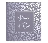EXACOMPTA - Ref. 47365E - Libro de visitas AUTENTIK - Tamaño Compacto 21 x 19 cm - Rebanada y Marcado Plata con inscripción de Libro de visitas - 140 páginas Blancas sólidas - Azul Gris
