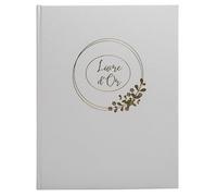Exacompta - Ref. 47632E -1 Ringflower - Libro de invitados para boda, tamaño grande, 27 x 22 cm, diseño floral, marcado, rebanada de oro y libro de visitas, 100 páginas blancas lisas, color blanco