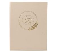 Exacompta - Ref. 47633E -1 Ringflower - Libro de invitados para boda, tamaño grande, 27 x 22 cm, diseño de campestre, floral, marcado, rebanada de oro y libro de visitas, 100 páginas blancas lisas
