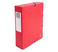 Exacompta - Ref. 50835E - Caja archivadora con elásticos Exabox (600 g/m2, parte trasera de 8 cm, dimensiones 25 x 33 cm, para documentos A4, color rojo, viene montada