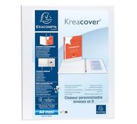 Exacompta - Ref. 51921E - Caja de 10 archivadores personalizable 2 bolsillos - 2 anillos en D de 20 mm - Espalda 38 mm - Dimensiones exteriores: 32 x 27,3 cm - Tamaño A4 Maxi - Blanco