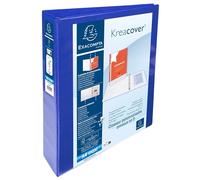 Exacompta - Ref. 51943BE - Caja de 10 archivadores personalizable 2 bolsillos - 4 anillos en D de 40 mm - Espalda 64 mm - Dimensiones exteriores: 32 x 28,5 cm - Tamaño A4 Maxi - Azul