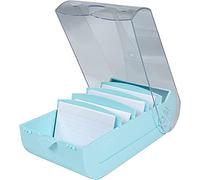Exacompta - Ref. 5336323D BUNNYBOX A8-1 caja de aprendizaje (19,5 x 10 x 6,2 cm), color verde pastel/cristal, capacidad hasta 650 tarjetas en formato A8