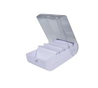 Exacompta - Ref. 5336423D - Caja de cartón de 8 unidades de aprendizaje BUNNYBOX A8 Aquarel - Dimensiones 19,5 x 10 x 6,2 cm - Color púrpura/cristal - Capacidad hasta 650 tarjetas en formato A8