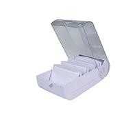Exacompta - Ref. 5346423D BUNNYBOX A7 - Caja de aprendizaje (25 x 13,2 x 8,5 cm), color púrpura/cristal - capacidad hasta 900 tarjetas en formato A7
