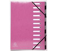 Exacompta - Ref 53928E - Colección Iderama - Archivador Harmonika Multipart - Tamaño 245 x 320 mm, apto para documentos A4, 12 secciones con pestañas multicolor - Rosa