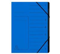 Exacompta - Ref. 540702E - Caja de 10 clasificadores, con gomas - cubierta impresa en tarjeta brillante e interior en tarjeta reciclada negra - 7 compartimentos - 24,5 x 32 cm - A4 - azul