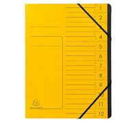 Exacompta - Ref. 541209E - Caja de 10 clasificadores de espalda grapados - con gomas - cubierta impresa en tarjeta brillante e interior en tarjeta reciclada negra - 12 compartimentos - 24,5 x 32 cm
