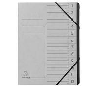 Exacompta - Ref. 541211E - Caja de 10 clasificadores de espalda grapados - con gomas - cubierta impresa en tarjeta brillante e interior en tarjeta reciclada negra - 12 compartimentos - 24,5 x 32 cm
