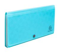 Exacompta - Ref. 55399E - Caja de 5 clasificadores, maletín midi Pop'N Co - cubierta e interior de PP - espalda extensible - Cierre con botón a presión - 7 compartimentos - Dim 26 x 14 cm - Color cian