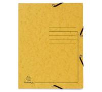 Exacompta - Ref. 55409E - Cartón de 25 carpetas con elástico impreso, bolsillos con 3 solapas, en tarjeta brillante de 355 g/m2, dimensiones 24 x 32 cm, para documentos A4, color amarillo