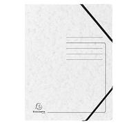 Exacompta - Ref. 555406E - Cartón de 25 camisas elásticas sin solapa impresas, fundas de tarjeta brillante de 355 g/m², dimensiones 24 x 32 cm para documentos en formato A4, color blanco