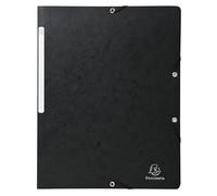 Exacompta - Ref. 555411E - Cartón de 25 camisas elásticas sin solapa impresas - bolsillos de tarjeta brillante de 355 g/m² - Medidas 24 x 32 cm para documentos en formato A4 - color negro