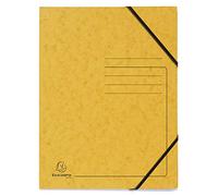 Exacompta - Ref. 555419E - Cartón de 25 camisas elásticas sin solapa impresas - bolsillos de tarjeta brillante de 355 g/m² - Medidas 24 x 32 cm para documentos en formato A4 - color amarillo