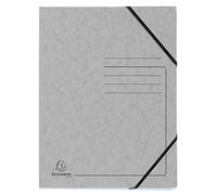 Exacompta - Ref. 555471E - Cartón de 25 camisas elásticas sin solapa impresas, fundas de tarjeta brillante de 355 g/m², dimensiones 24 x 32 cm para documentos en formato A4, color gris