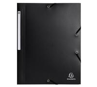 Exacompta - Ref. 55701E - Paquete de 10 carpetas elásticas Opak - bolsillos con 3 solapas - polipropileno reciclado - dimensiones 24 x 32 cm para documentos en formato A4 - negro