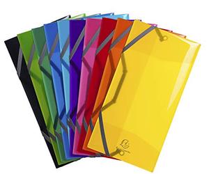 Exacompta - Ref. 55770E - Cartón de 10 camisas elásticas Iderama PP - bolsillos con 3 solapas - de PP semitranslúcido y brillante - Tamaño 12 x 23,5 cm para documentos en formato horizontal - Colores