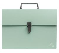 Exacompta - Ref. 56333E - 1 clasificador de maleta con asa Autentik - Fuelles reforzados multicolores - Cierre con botón clip - 18 compartimentos - Dim 32 x 24 cm - Verde