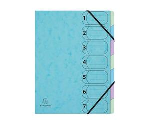Exacompta - Ref. 56560E HARMONIKA Aquarel - Caja de 8 clasificadores, con elásticos y ventanas impresas, respaldo extensible, cubierta de tarjeta brillante, 7 compartimentos - 24,5 x 32 cm - A4 -