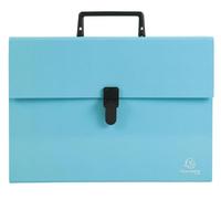 Exacompta - Ref. 56760E - Caja de 4 clasificadores, maleta con asa Aquarel, fuelles reforzados multicolores, cierre con botón clip - 18 compartimentos - dim 32 x 24 cm para A4 - surtidos