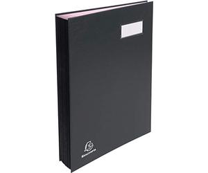 Exacompta - Ref. 57021E - Cartón de 8 paraforos dirección, respaldo con fuelle de lienzo, portaetiquetas, cubierta plastificada, 20 compartimentos de tarjeta rosa con 3 perforaciones, 24 x 35 cm,