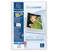 Exacompta - Ref. 5728E Kreacover Chromaline - Lote de 5 protectores de documentos (20 fundas de cristal liso, 40 vistas, para A4, 24 x 32 cm), color incoloro