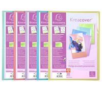 Exacompta - Ref. 5829E Kreacover Pastel - Caja de 20 fundas de papel personalizable (20 fundas de cristal liso, 40 vistas, para A4, 24 x 32 cm, tapa de polipro semirrígida)