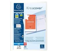 Exacompta - Ref. 58309E Kreacover Chromaline - Caja de 12 fundas de documentos personalizable (30 fundas de cristal liso, 60 vistas, para A4, 24 x 32 cm), color blanco