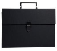 Exacompta - Ref. 58421E - Caja de 4 clasificadores, maleta con asa económica - cubierta acolchada de papel - cierre con botón pulsador - 20 compartimentos - dim 38,5 x 25 x 12 cm - color negro
