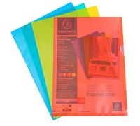 Exacompta - Ref. 58509E - Bolsa de 100 fundas esquinas - Polipropileno granulado - Grosor ultra grueso 12/100º - Tamaño A4-4 colores surtidos