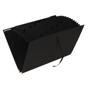 Exacompta - Ref. 58601E - Clasificador de cintas de 18 compartimentos Office By Me - Interior de tarjeta reciclada negra - para tamaño A4 - Cierre de cinta de metal dorado para reforzar la cubierta -