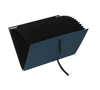 Exacompta - Ref. 58603E - 1 Clasificador de cintas de 18 compartimentos Office By Me - Interior de tarjeta reciclada negra - para A4 - Cierre de cinta de metal dorado para reforzar la cubierta - azul