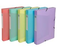 Exacompta - Ref. 59270E - 8 cajas de archivado con gomas Chromaline Pastel, polipropileno, respaldo de 4 cm, dimensiones 25 x 33 cm, para tamaño A4, se entregan montadas