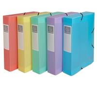 Exacompta - Ref. 59370E - 8 cajas de archivado con gomas Chromaline Pastel, polipropileno, respaldo de 6 cm, dimensiones 25 x 33 cm, para tamaño A4, se envían montadas