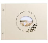 EXACOMPTA - Ref. 60233E - Álbum de fotos con tornillo Ringflower Latté (160 fotos), 40 páginas blancas, formato 37 x 29 cm, cubierta con papel efecto PU y ventana de personalización, color plateado
