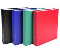 Exacompta - Ref. 620E - Carpeta encuadernada en PP - 2 anillas redondas diámetro 25 mm - Lomo 34 mm - Dimensiones externas 23 x 21,5 cm - Formato escolar 22 x 17 cm - 4 colores aleatorios