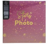 Exacompta - Ref. 62112E - Álbum de fotos con bolsillos MOON (200 fotos, 10 x 15 cm, 100 páginas, formato 22,5 x 22 cm), color rosa protegido por un protector de cuaderno de plástico