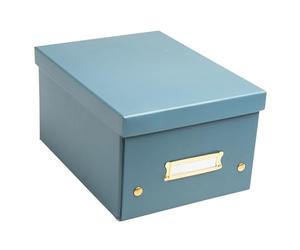 Exacompta - Ref. 62253E - Caja de almacenamiento Neo Deco - de cartón - Se entrega en plano - fácil de montar gracias a los botones a presión - tamaño A5 - Dimensiones 20 x 26 x 15 cm - color azul